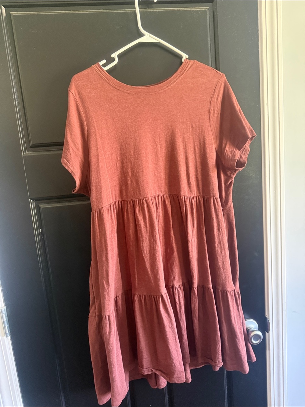 Old Navy Short Sleeve Tiered Babydoll Dress - Rust Brown